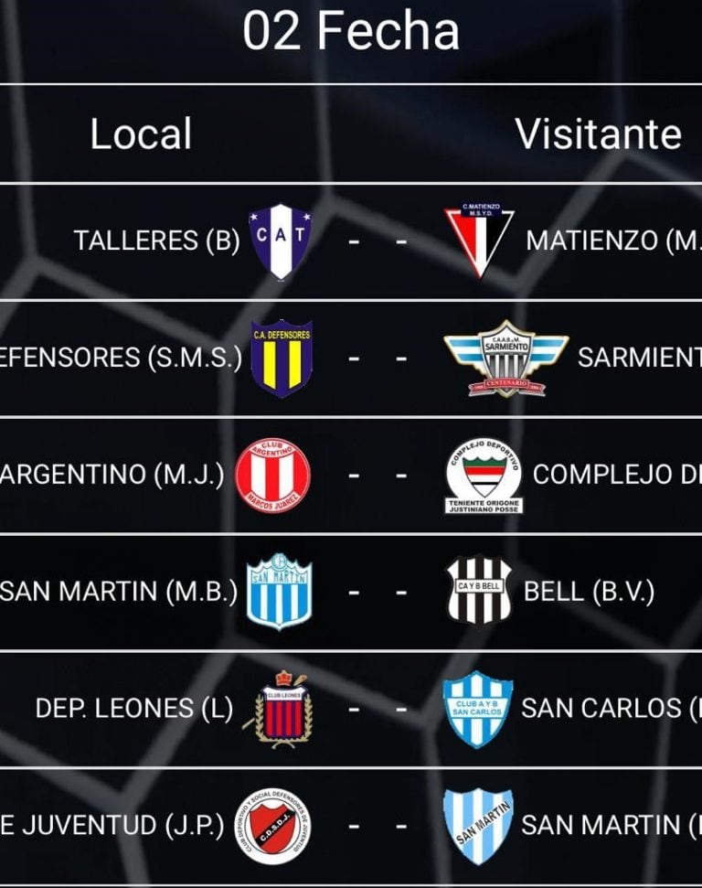 Segunda fecha Liga Bellvillense.