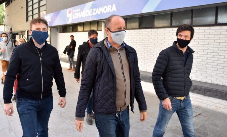 Martín Insaurralde junto a Federico Otermín y Federico Thea (Foto: Twitter/@FtheaOficial)