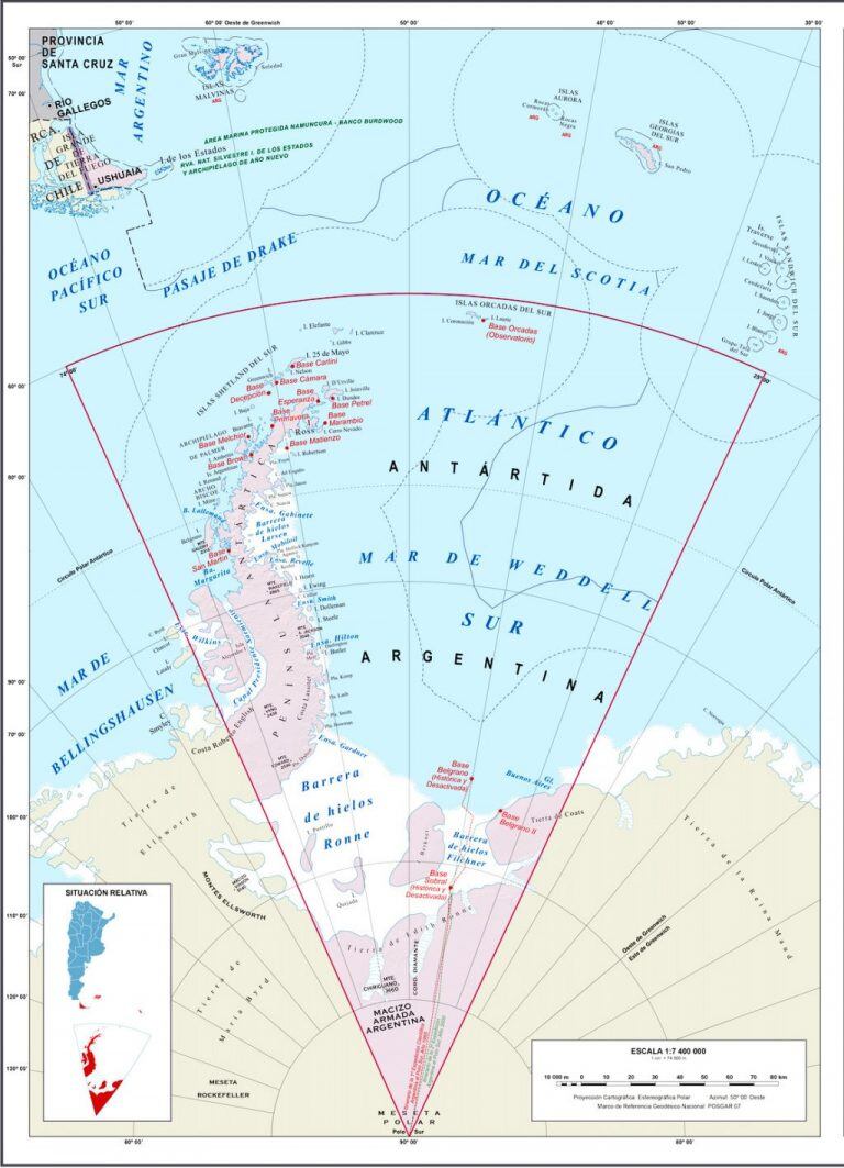 Actualmente gran parte de la provincia argentina, más austral, está bajo dominio colonial británico.