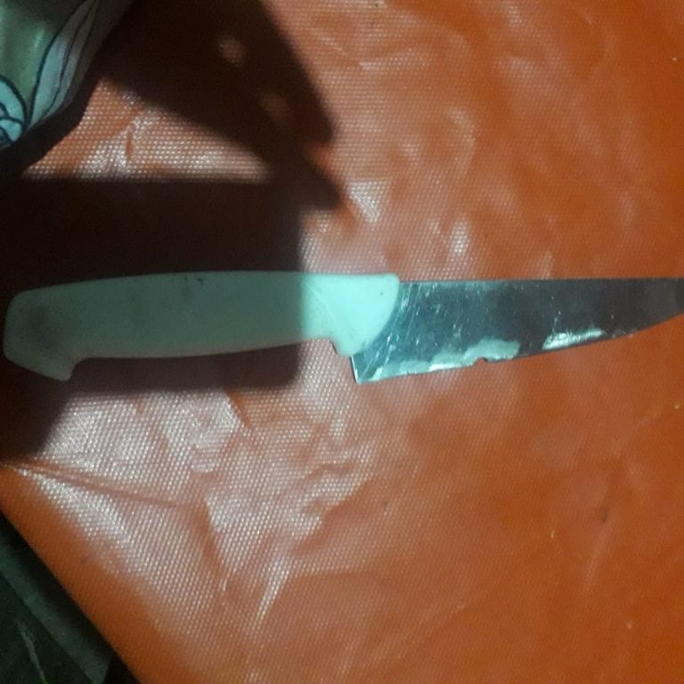 El cuchillo con el que amenazó a su hija fue secuestrado como evidencia.