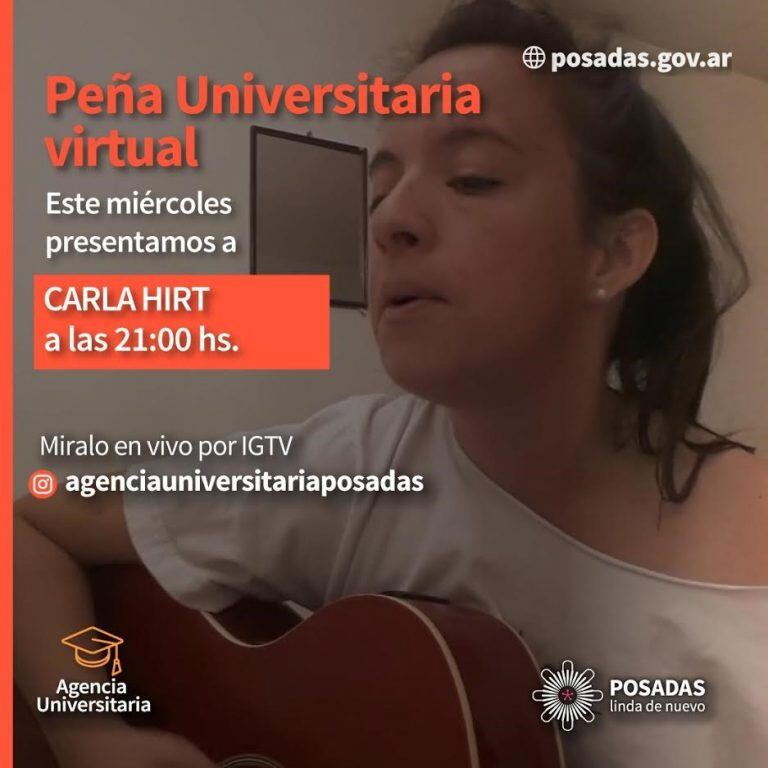 La cita con la cantante Carla Hirt este miércoles a las 21, organizada por la Agencia Universitaria. (Mun. de Pdas)