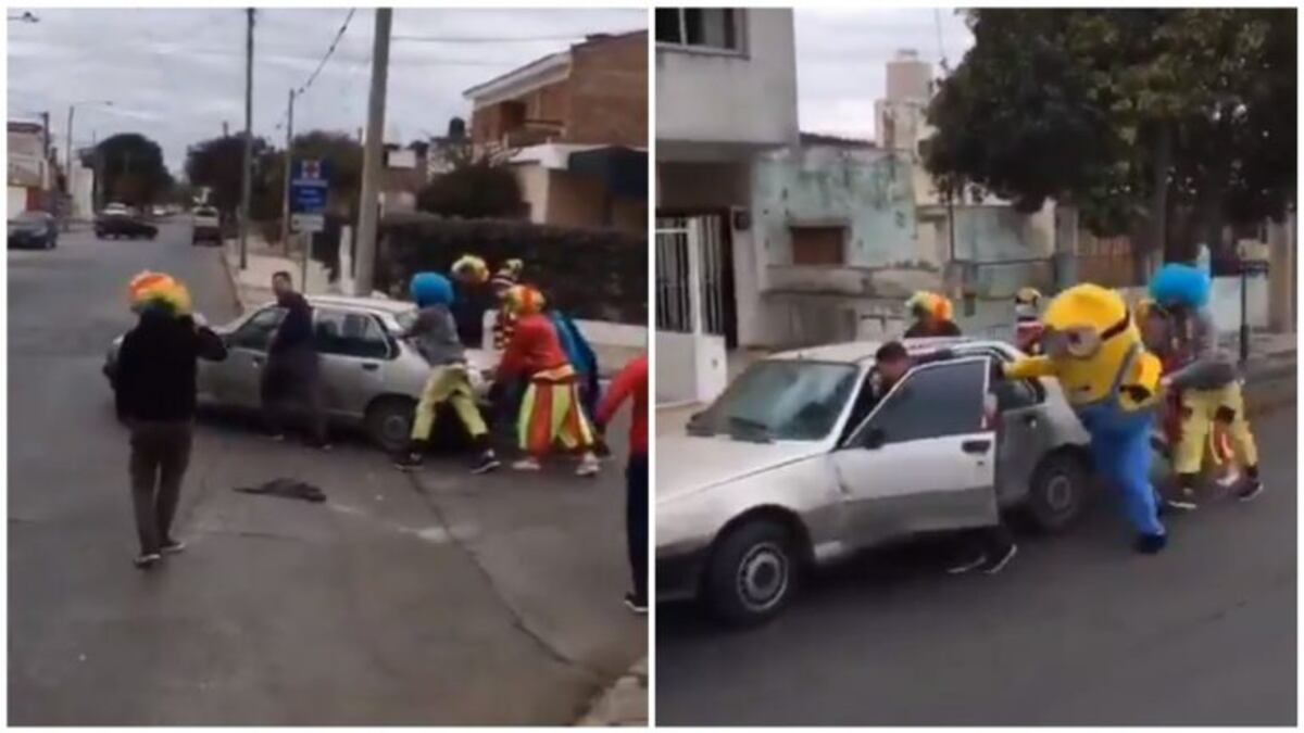 Payasos, un Minion y el hombre araña: un viral muy particular en Córdoba