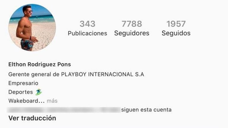 Perfil de Instagram de Elthon Rodríguez Pons.