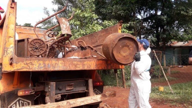 Descacharrado en el Barrio Centenario de Iguazú en un operativo al que asistió el ministro González García. (Ministerio de la Nación)