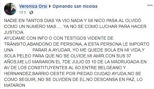 Orsi se descargó en las redes sociales. (Captura)