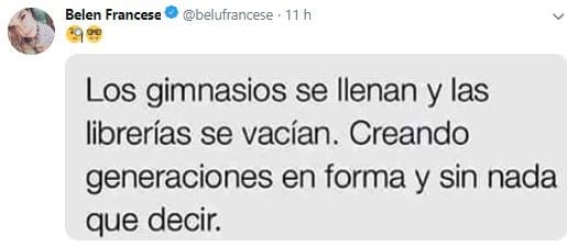 Belén Francese publica sus reflexiones "belunísticas" en Twitter