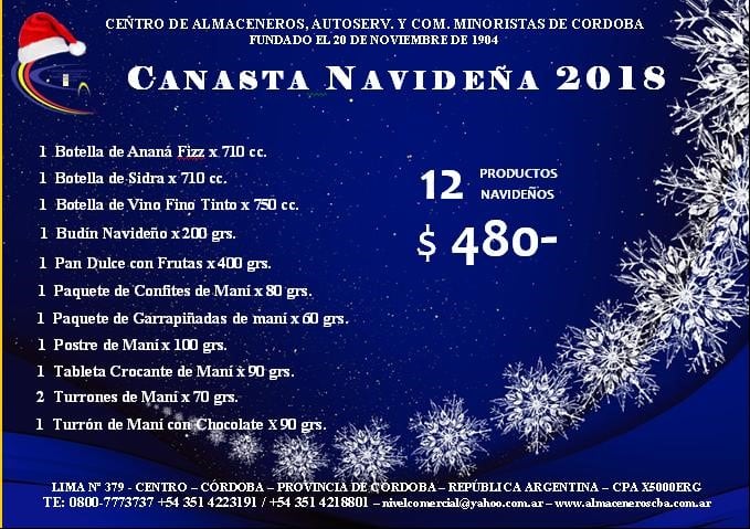 El Centro de Almaceneros lanzó dos canastas navideñas para fin de año.