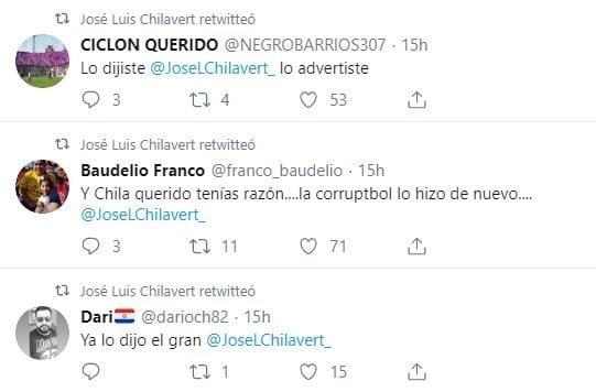 Seguidores apoyan a Chilavert (Foto: captura Twitter)