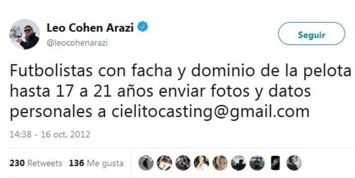 El tuit que vinculó a Cohen Arazi a la causa