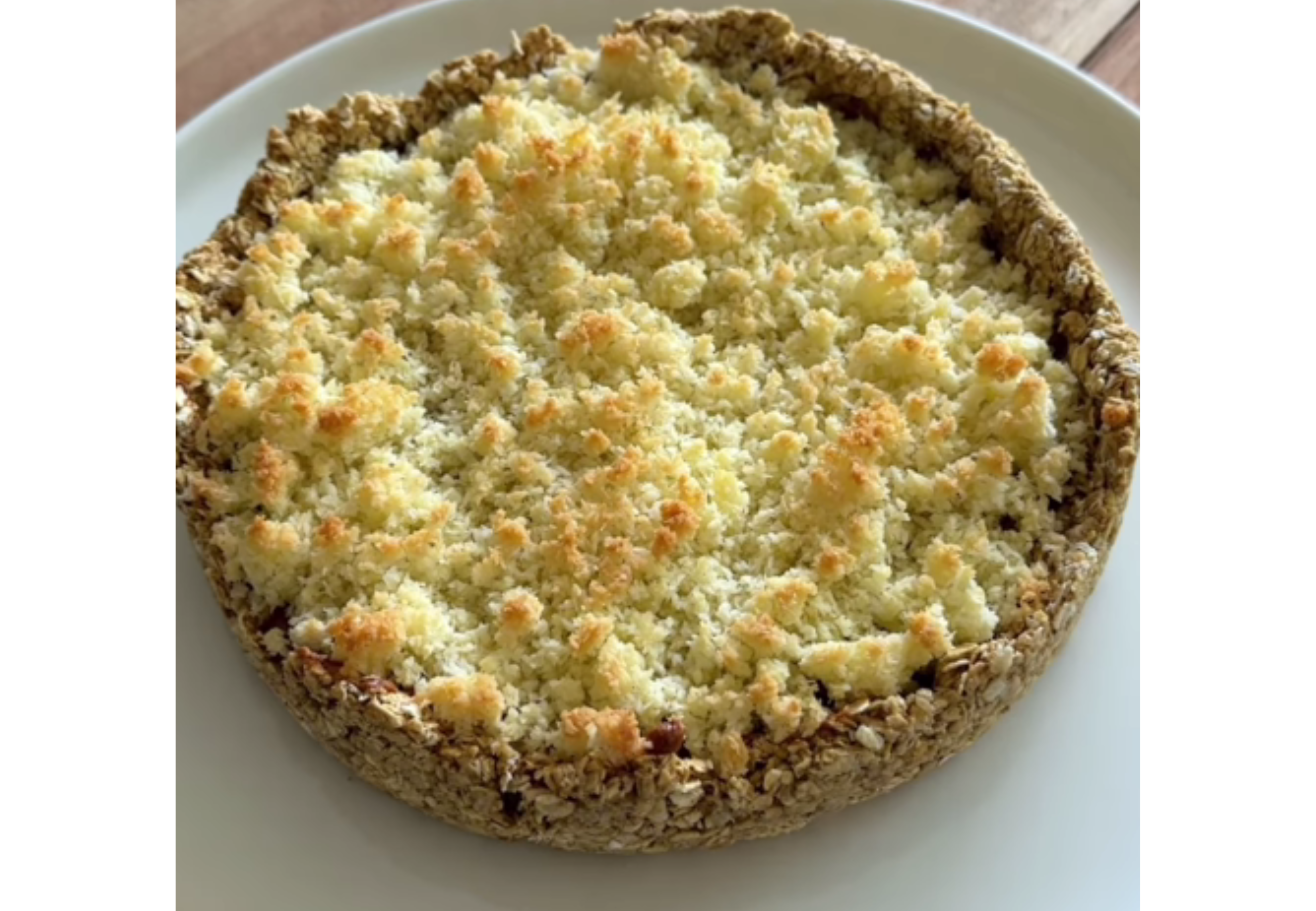 Tarta de avena y coco sin azúcar.