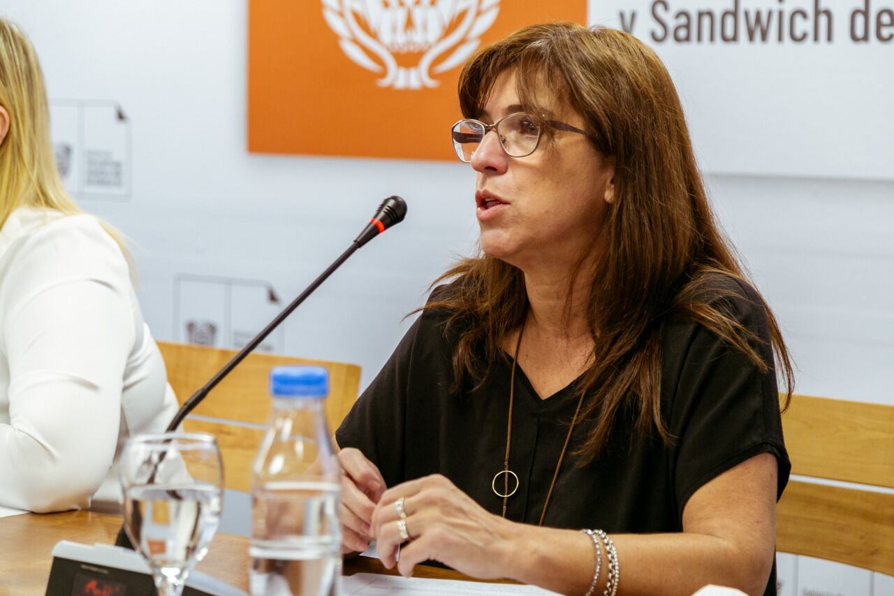 Ministra de Salud Judit Di Giglio en conferencia de prensa.