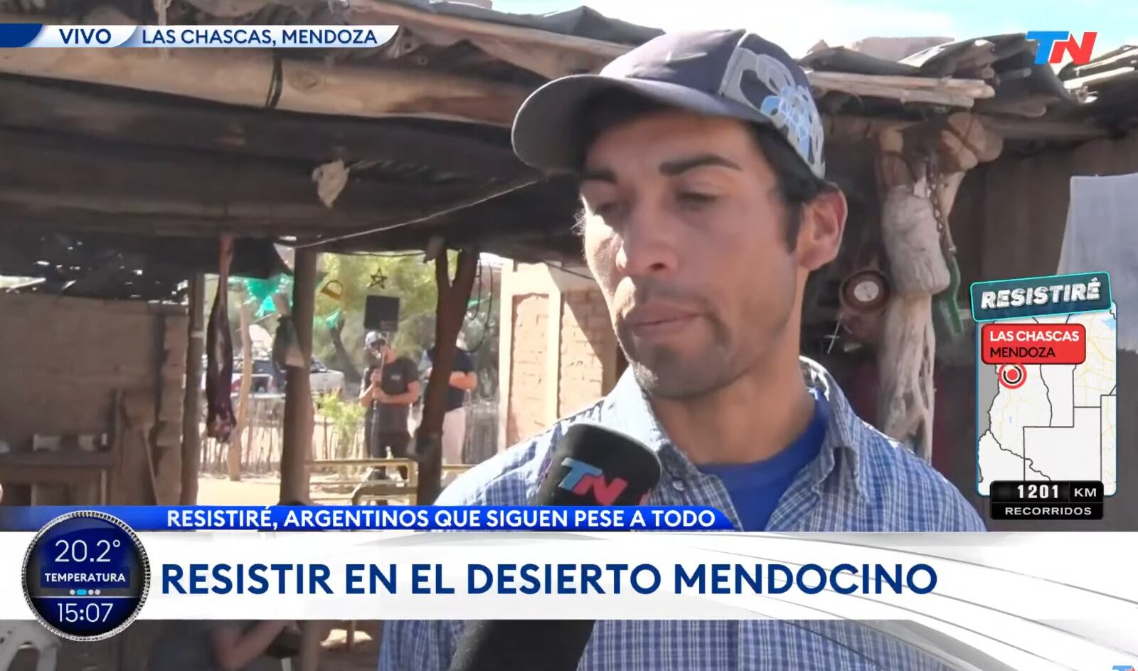 Matías emocionó con su historia a TN, tras contar cómo es su vida en Las Chascas y con un hijo pequeño enfermo. - Captura.