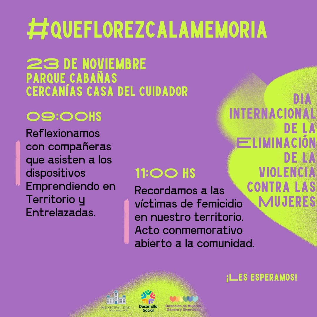 Actividades en Tres Arroyos por el Día internacional de la Eliminación de la Violencia contra las Mujeres