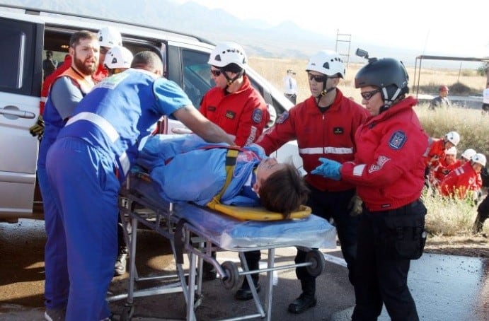 Simulacro de un accidente vial en Mendoza.