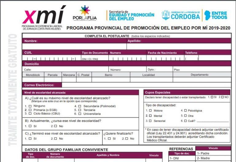 Planilla del Programa Por Mí.