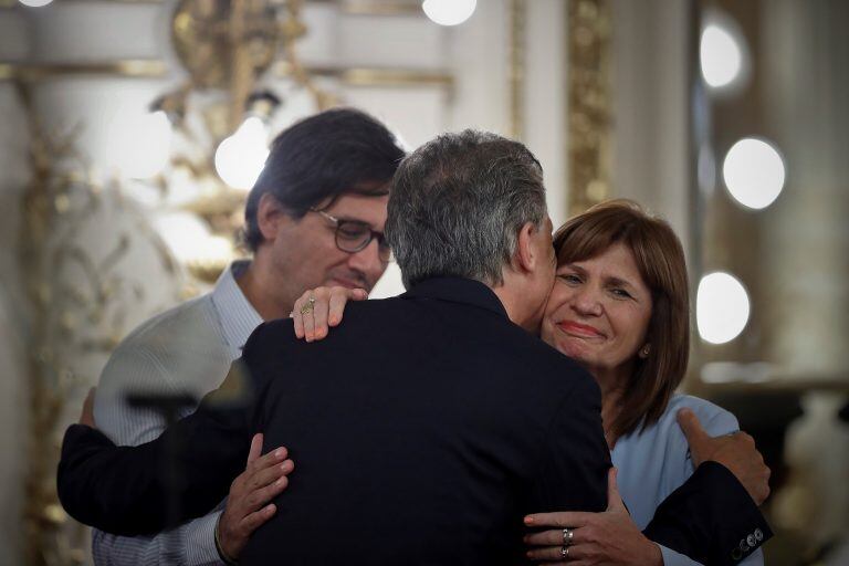 La ministra de Seguridad, Patricia Bullrich, durante un acto en la Casa Rosada este lunes. (EFE)