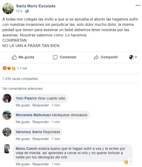 La enfermera jubilada usó Facebook para expresarse con mucha violencia en contra del aborto. (Facebook)