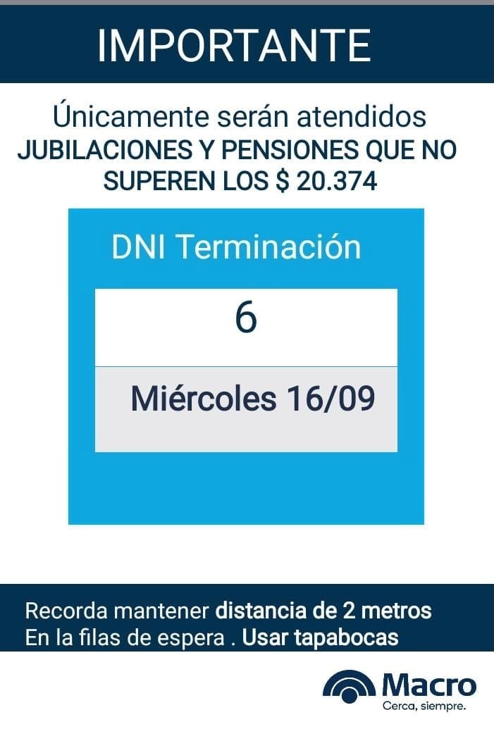 Pago de jubilaciones y pensiones para este miércoles.