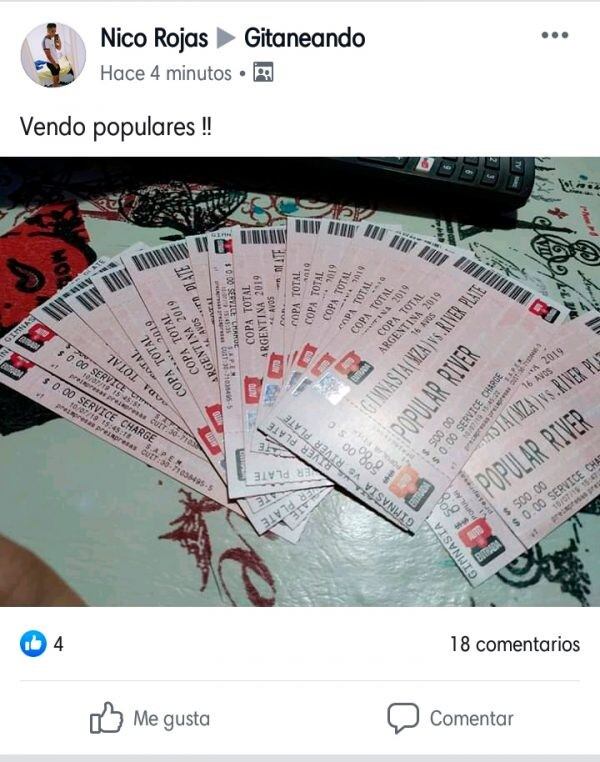 La reventa de entradas para ver River y Gimnasia de Mendoza. Foto: El Chorrillero