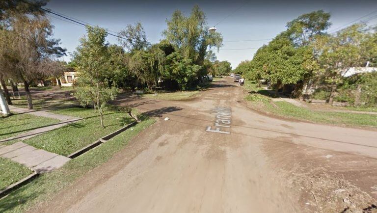 La calle Franklin al 3100, en Resistencia, lugar donde ocurrió el presunto caso de gatillo fácil. (Captura: Google Maps)