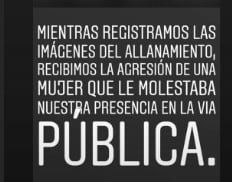 Mensaje posteado luego de la agresión.