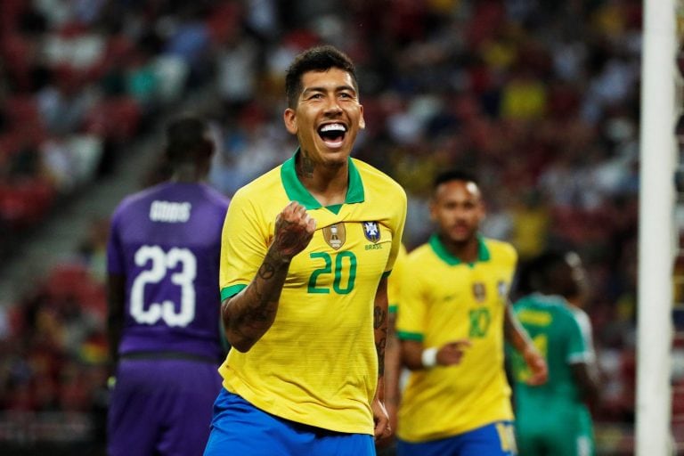 Roberto Firmino festeja su gol "a lo Messi" ante Senegal. (EFE)