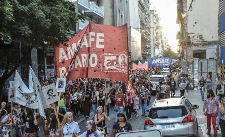 Amsafe Rosario marchó en la movilización por el 24 de marzo. (Amsafe Rosario)