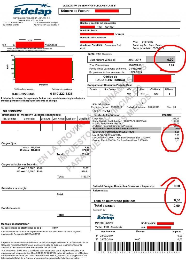 Vecinos platenses ya recibieron la bonificación (web).