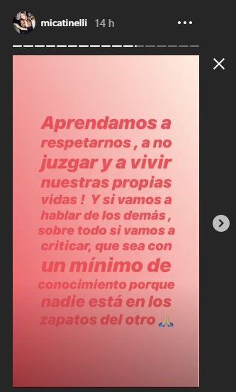 Mica Tinelli hizo un descargo contra las personas que la critican en las redes sociales.