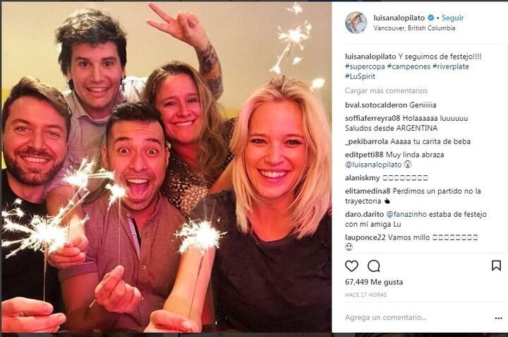 Así celebró Luisana Lopilato la obtención de la Supercopa Argentina por parte de RIver.