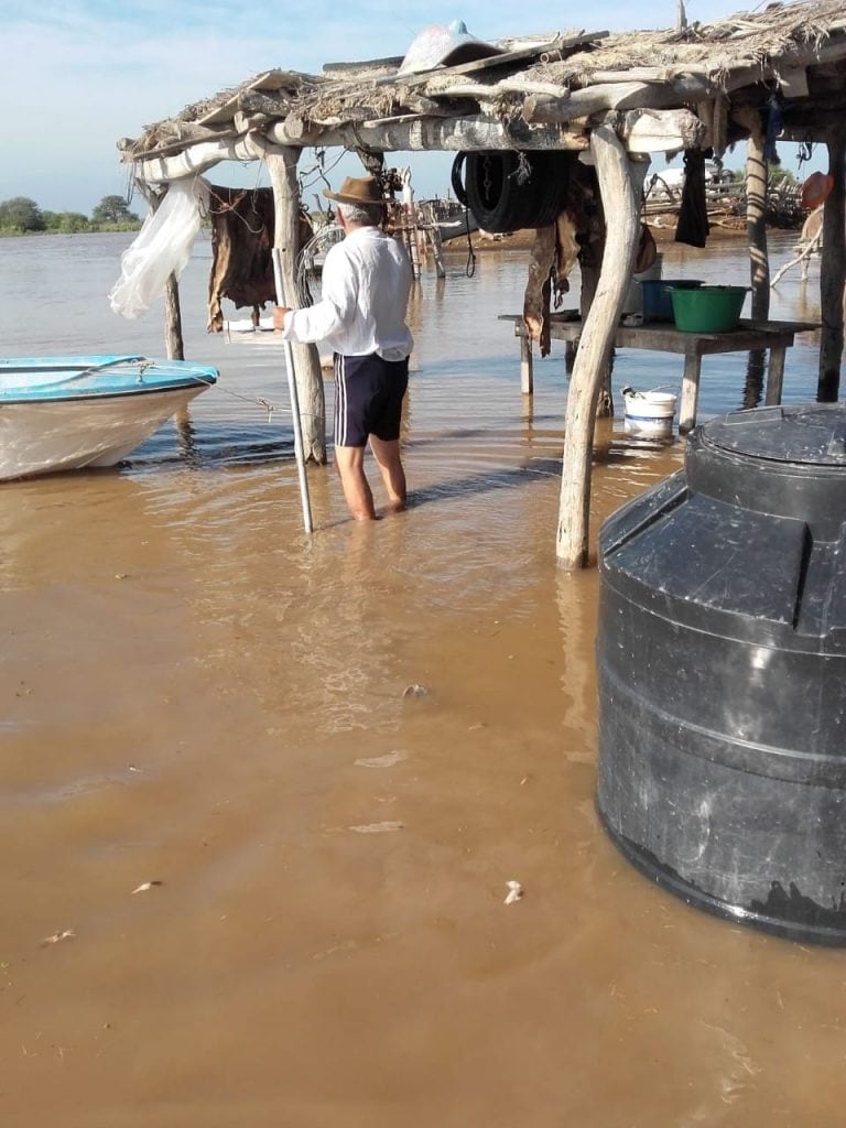 Paraje Media Luna inundado por la crecida del Río Dulce, en la Provincia de Santiago del Estero.