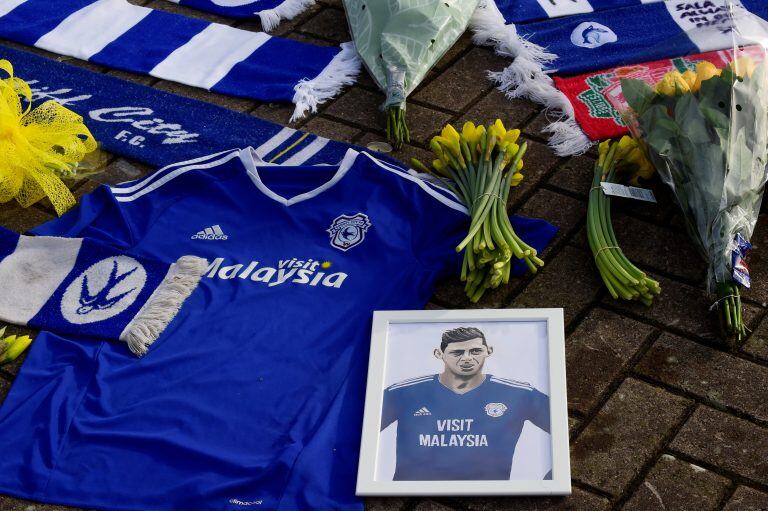 Soccer Football - Cardiff City - Cardiff City Stadium, Cardiff, Britain - January 23, 2019   General view of tributes left outside the stadium for Emiliano Sala  REUTERS/Rebecca Naden