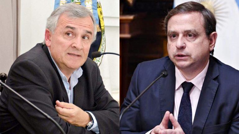 Gerardo Morales y Guillermo Snopek, enfrentados, entre otras cosas, por la iniciativa del senador para que se intervenga la Justicia de Jujuy.