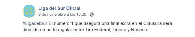 Mediante redes sociales, el día viernes se comunicaba lo siguiente. Luego fue eliminado.