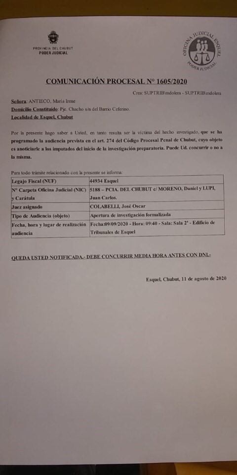 insólita   citación a declarar  a mujer que falleció.