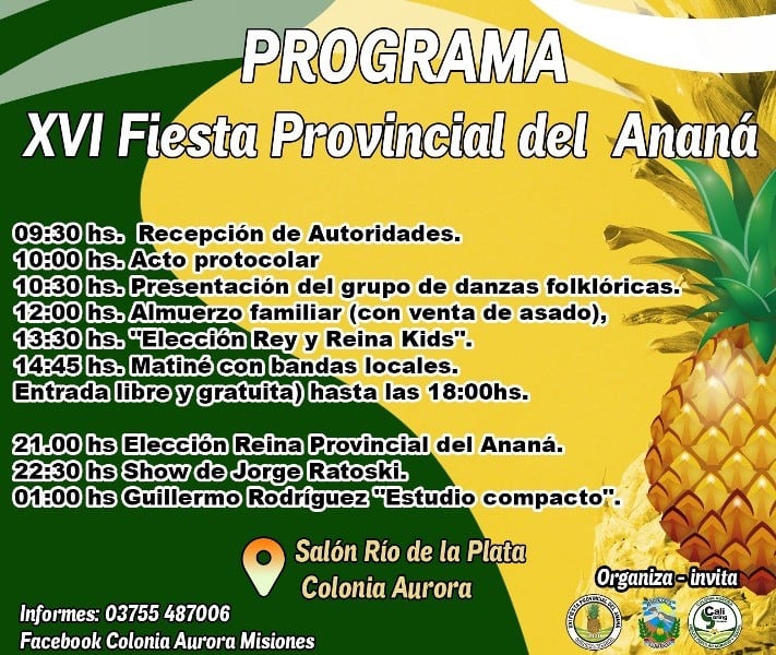 16° edición de la Fiesta Provincial del Ananá en Colonia Aurora.