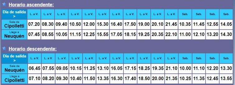 Horarios del Tren del Valle.