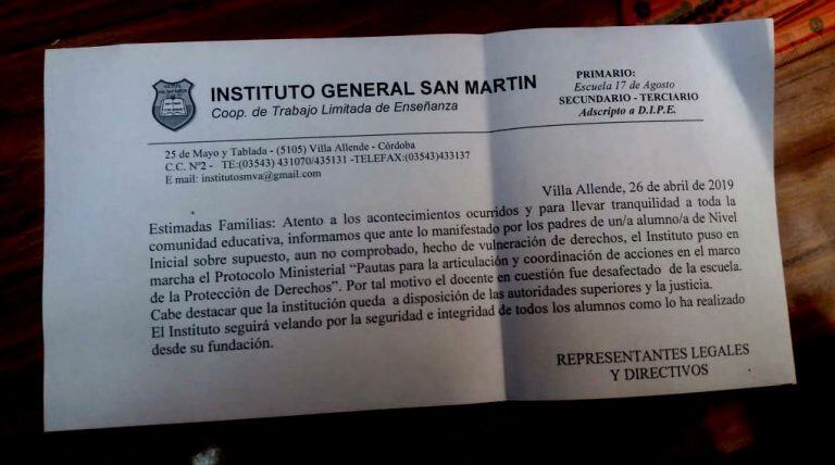 Los alumnos del Instituto San Martín de Villa Allende y la denuncia por presunto acoso a las chicas por parte de un docente. (Captura video)