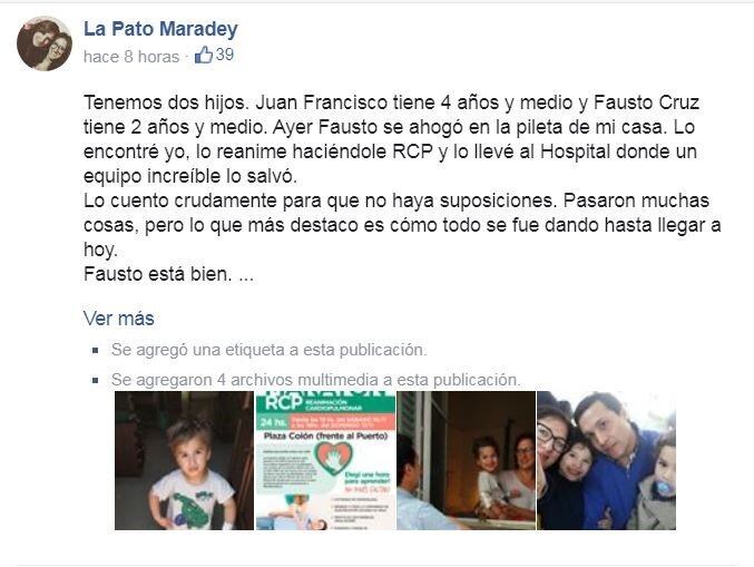 La Pato Maradey (mamá) lo contaba en redes