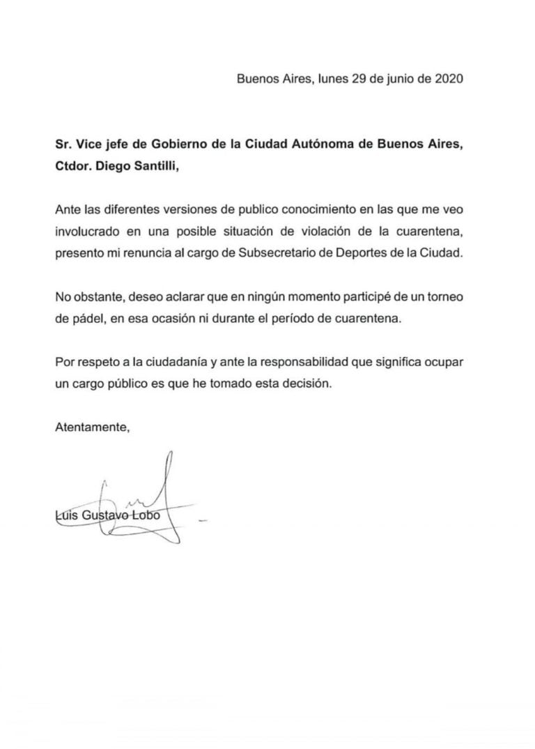 Renunció el subsecretario de Deportes porteño señalado de participar en un torneo de pádel.