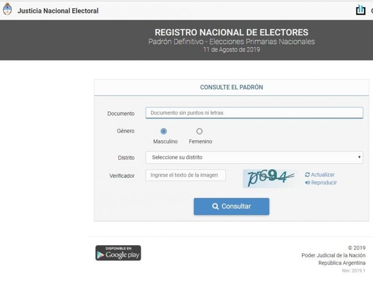 Ingresá aquí y confirmá dónde votás