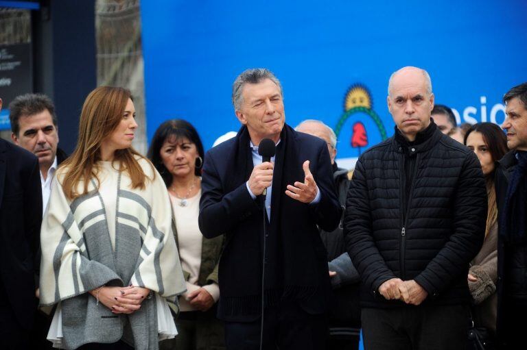 El presidente Mauricio Macri, durante la inauguración del viaducto San Martín. (Luciano Thieberger)