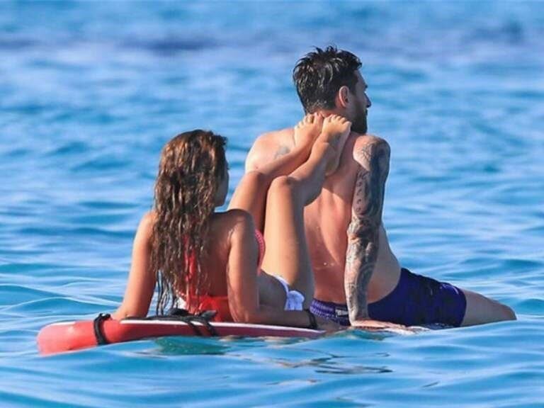 Roccuzzo y Messi disfrutando de sus últimas vacaciones.