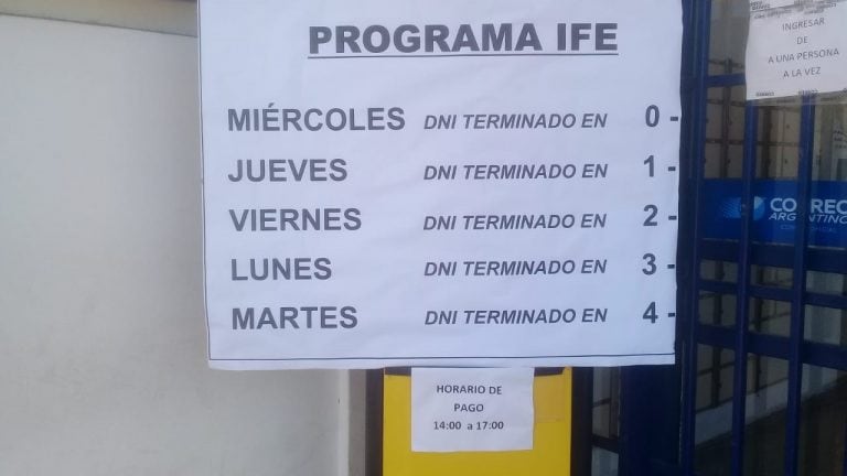 Correo Argentino pago de IFE en Arroyito