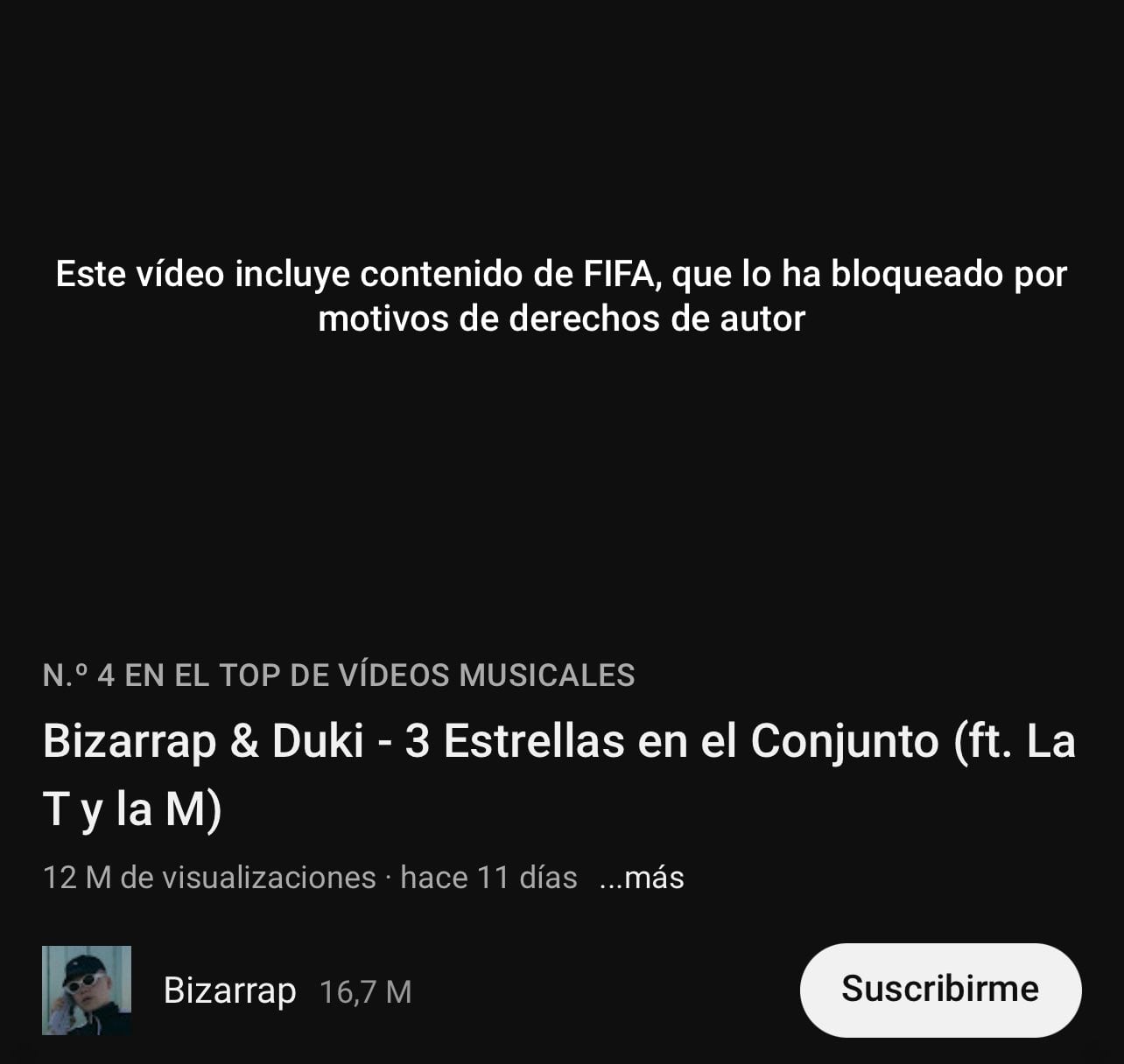 El motivo por el cual eliminaron de YouTube “3 estrellas en el conjunto”, la canción de Bizarrap, Duki y La T y la M