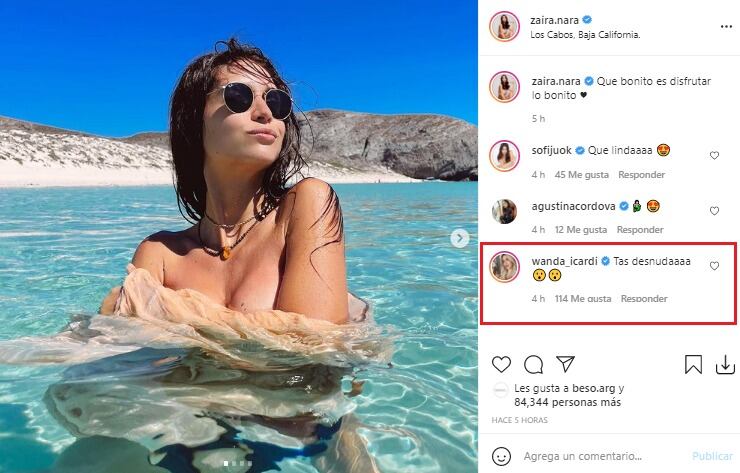 Wanda Nara mandó al frente a Zaira tras compartir una foto: “Tas desnuda”