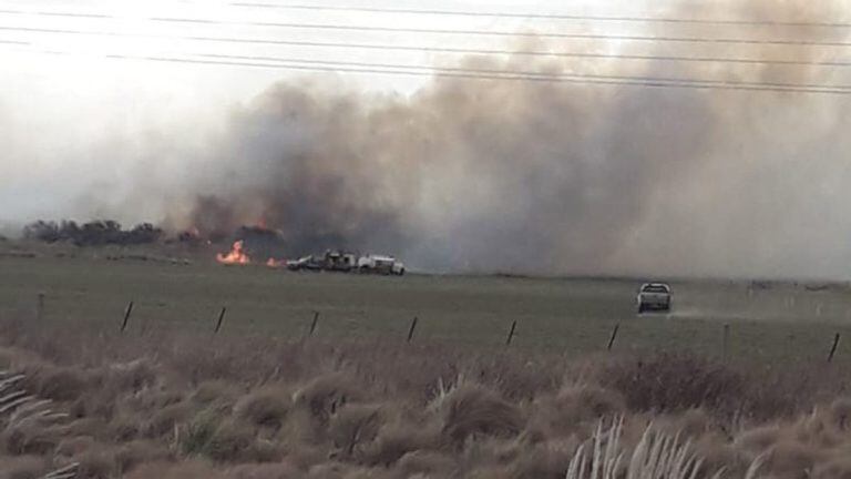 Incendio en campos del sur de Córdoba