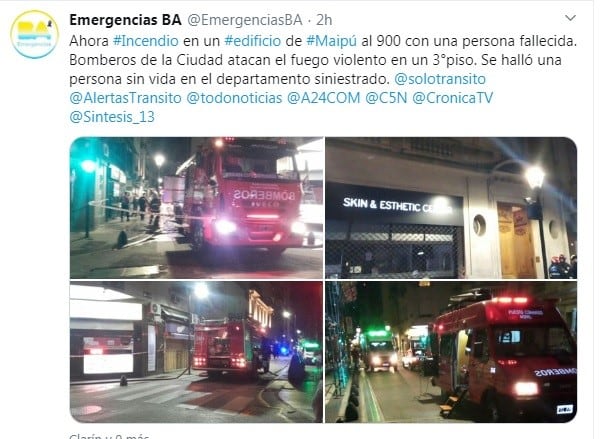 (Twitter: @EmergenciasBA)