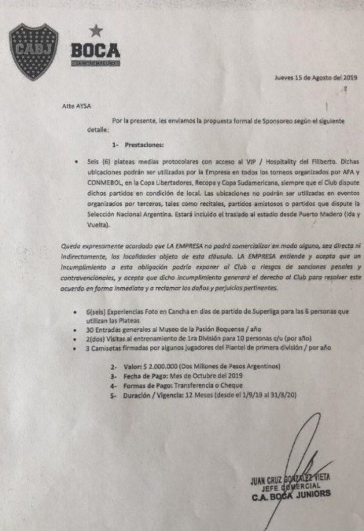 El Contrato de Aysa con Boca Juniors