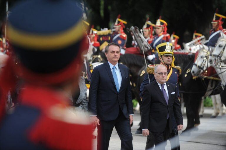 El presidente Mauricio Macri, junto a su par brasileño, Jair Bolsonaro, en la Casa Rosada. (Maxi Failla)